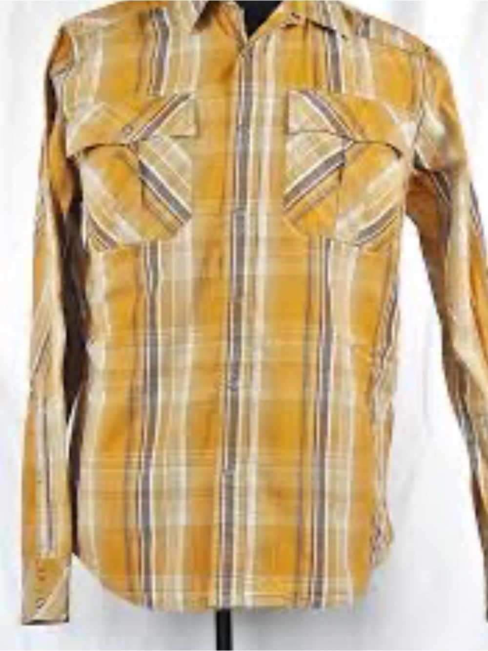 Prana Organic Cotton Striped Shirt in Mustard and Brown